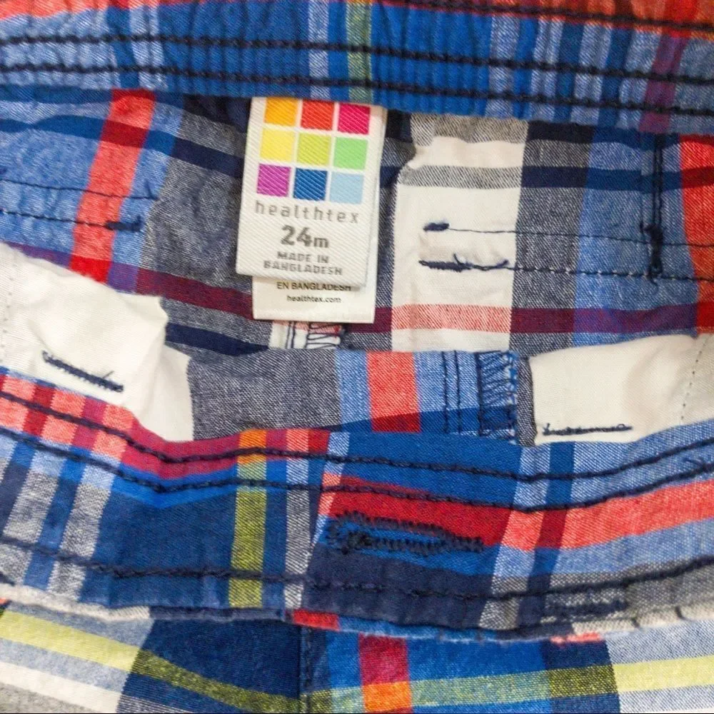 NWT Healthtex Plaid Cargo Shorts Sz 24M